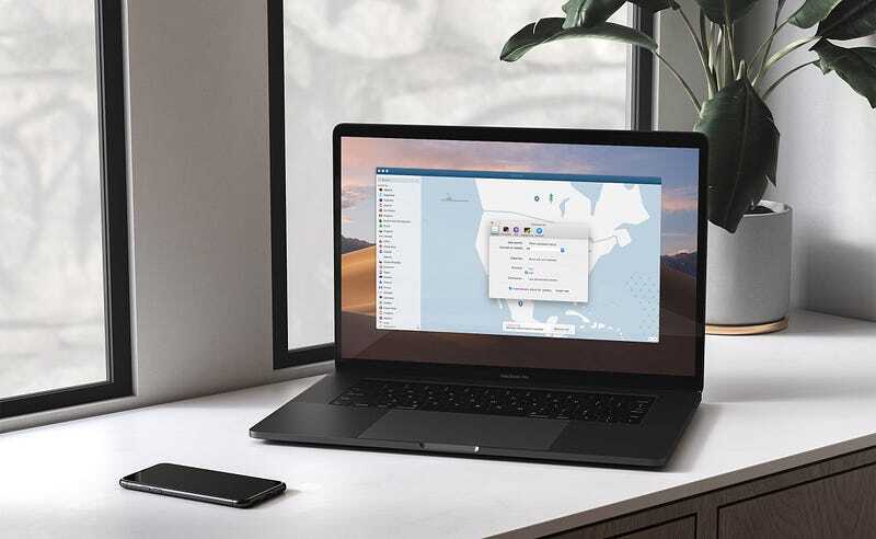 Macbook Pro laptop with the NordVPN application open