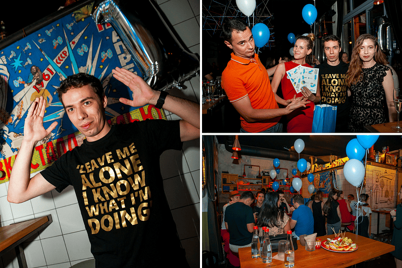 AdEx turning 1 birthday party showing the team having fun