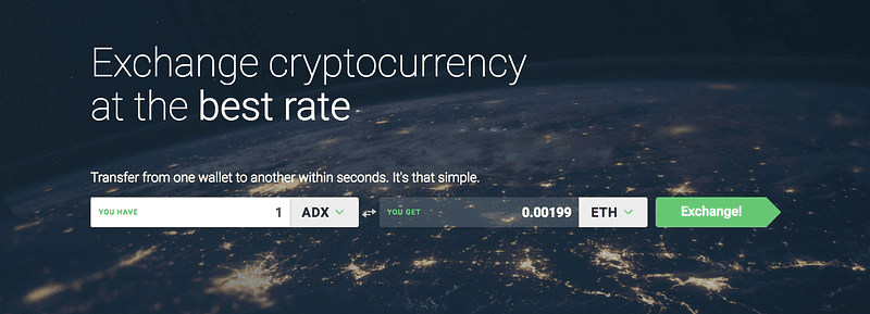 Exchange ADX to ETH at the best rate possible