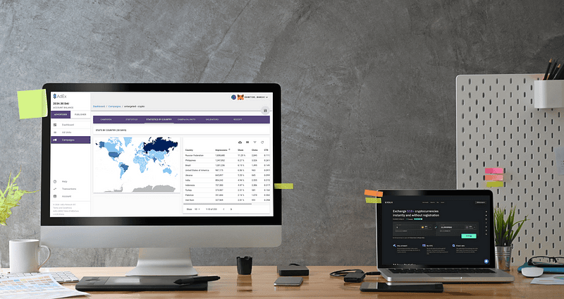 AdEx Platform on a desktop and a laptop