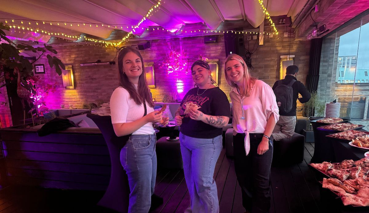 Enjoying some tasty food to further fuel discussions