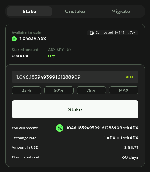 Staking $ADX tokens